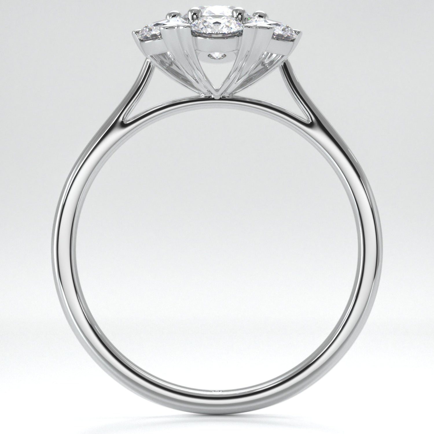Diamond ring on a light gray background